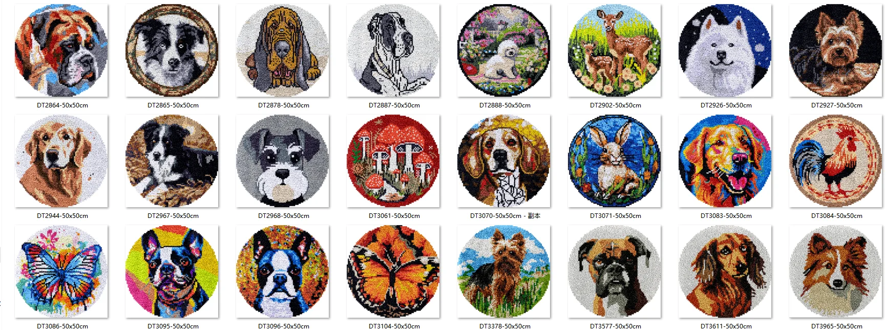 

Наборы ковриков с крючком-защелкой, коврик с крючком-защелкой, предварительно напечатанный холст, вязание крючком, рукоделие, поделки для взрослых 50-50 см, собаки, новый топ 2025 г.