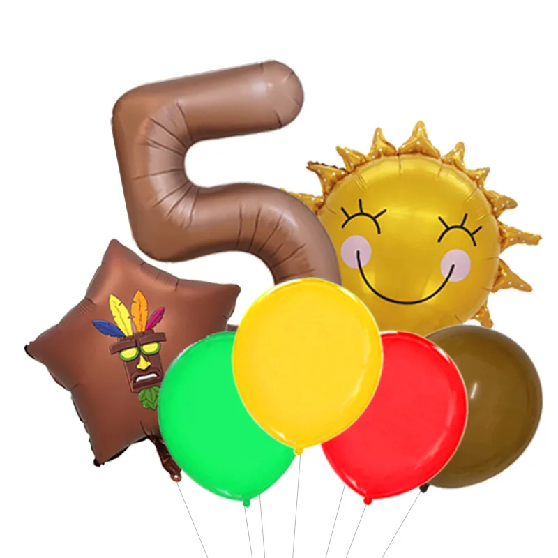 Crash Bandicoot N-Sane Trilogy Themed Balloon Bouquet Orange Blue Foil Mylar Aku Aku with Latex for Boy Birthday Party Decor - view 5