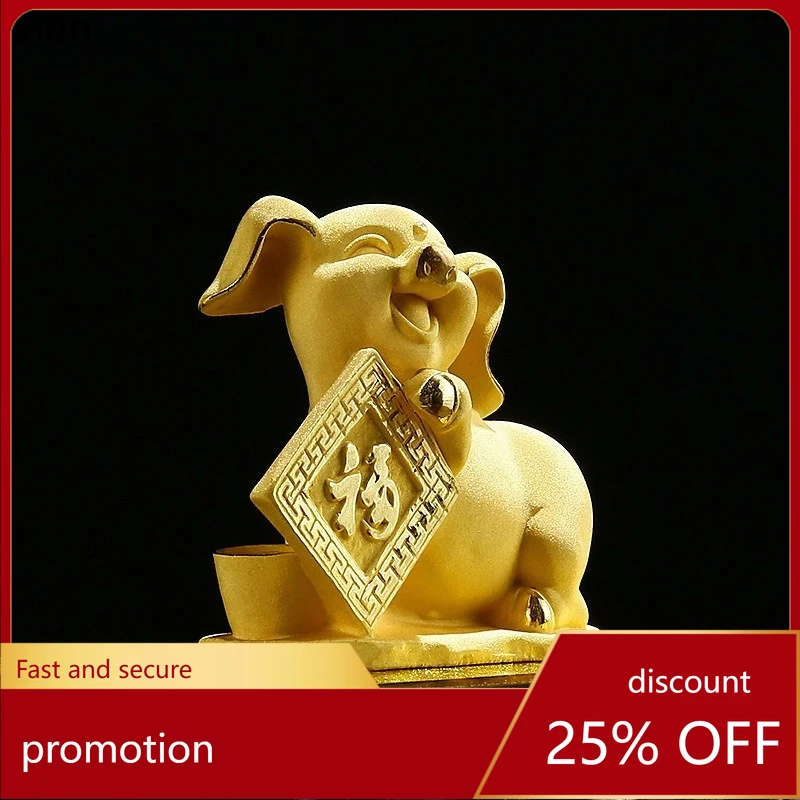 

LXC Golden Pig Ornament Lucky Pig High-end Velvet Sand Golden Pig Housewarming Opening Feng Shui Lucky Zodiac Craft