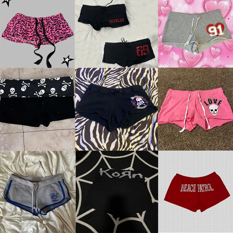 Sexy Half pants Harajuku Letter Print High street Casual Y2K Shorts Punk Fashion Pants Hiphop Vintage Grunge Goth EMO Streetwear