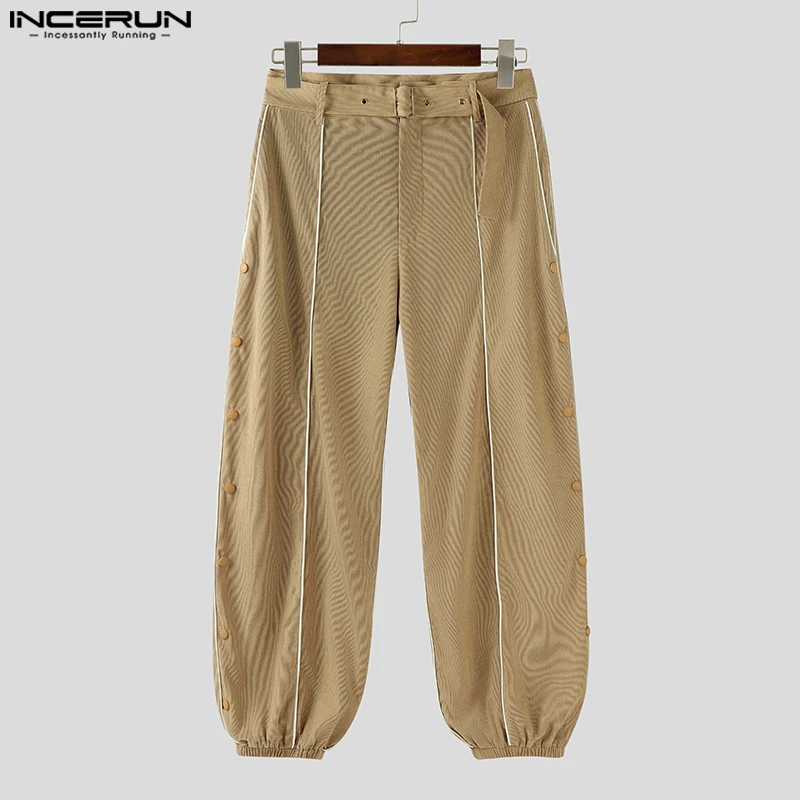 

INCERUN Men Pants Button Joggers Patchwork Loose Casual Trousers Men Oversize Streetwear 2025 Fashion Leisure Long Pants S-4XL