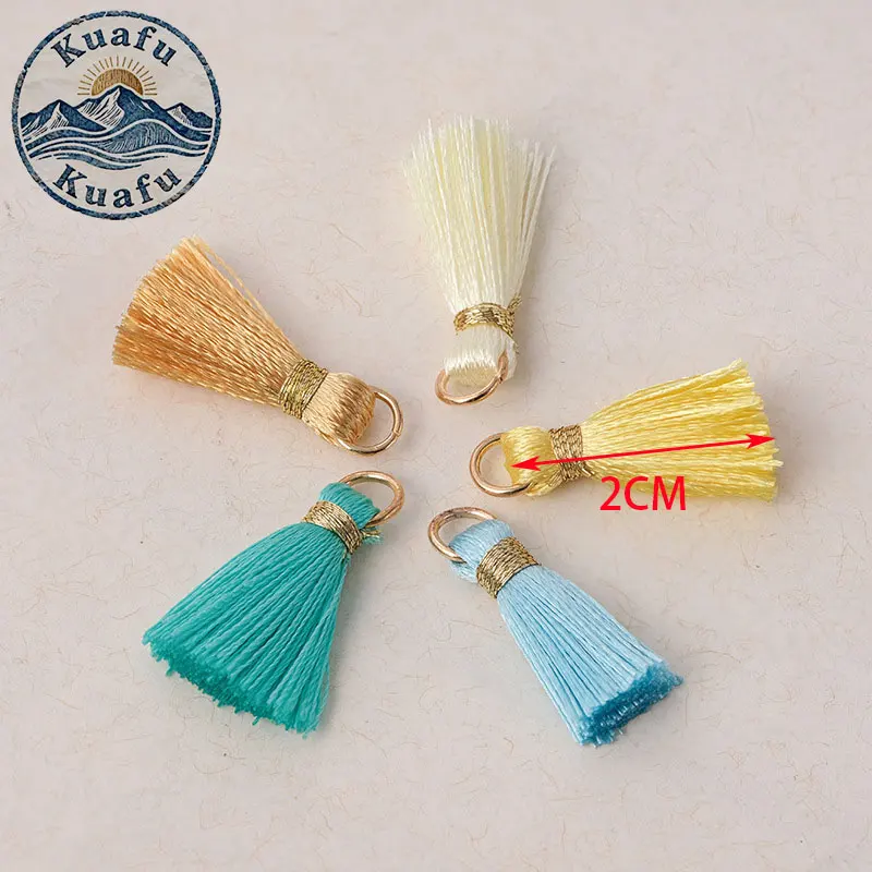 10/50/100 Stück 20mm Mini-Metall-Hängeringe mit Quasten, handgefertigte Seidenbesatz-Anhänger, Quastenfransen für DIY-Bastelarbeiten, Schmuck, Ohrringe, Dekoration – Detail 4