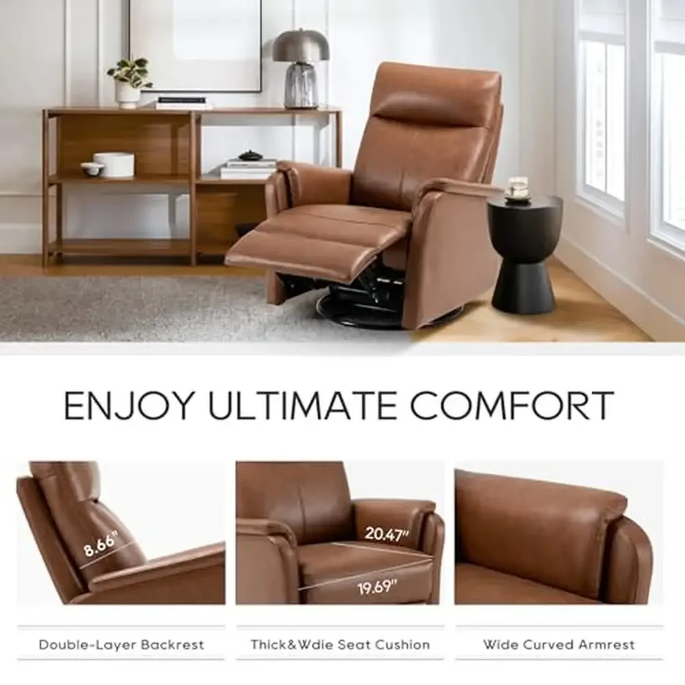 Swivel Rocker Recliner Chair with Footrest and Cushion PU Leather Seat Living Room Home Theater Modern Bedroom 360° Rotation