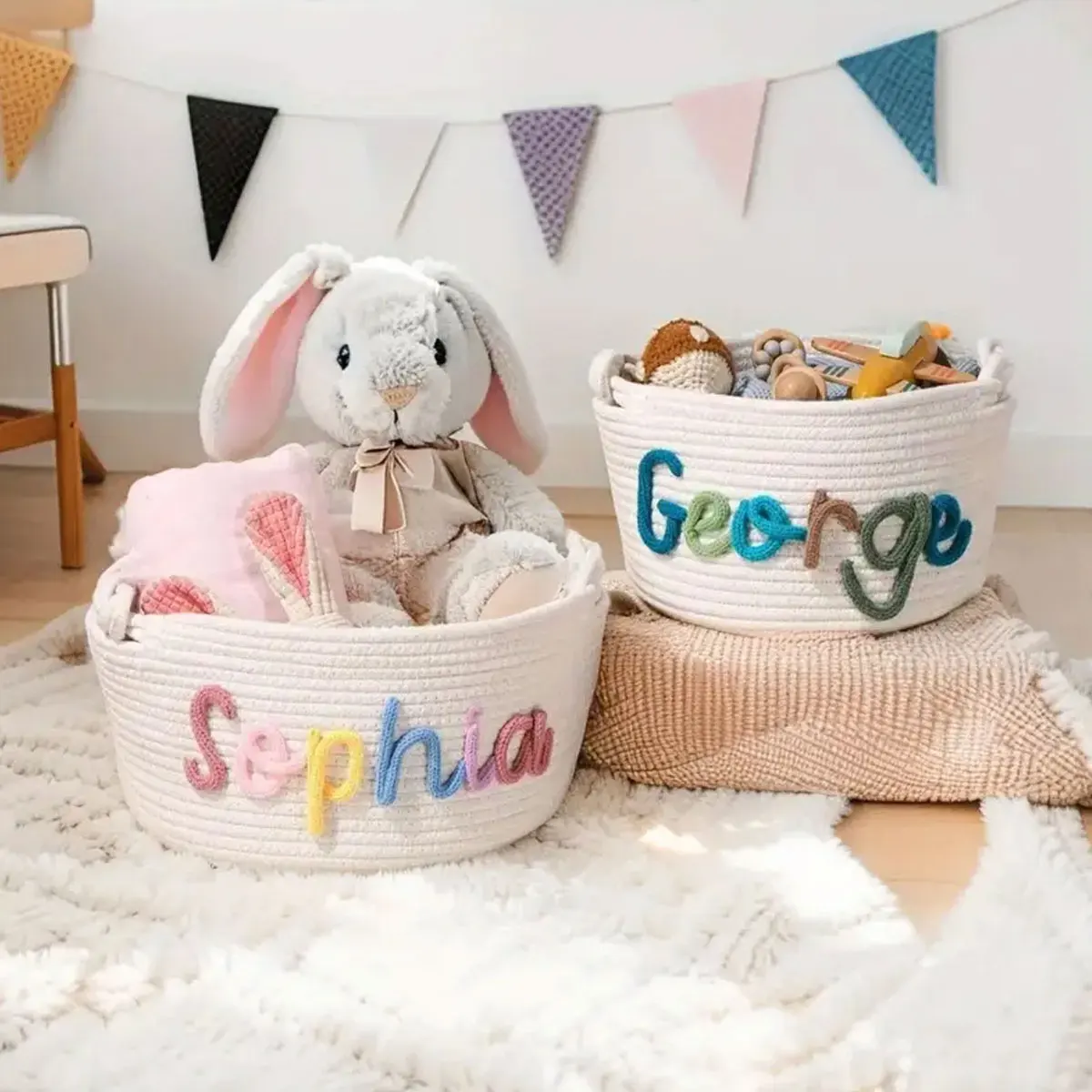 1 قطعة سلة تخزين مستديرة مصنوعة يدويًا عتيقة مخصصة ، اسم حرف مخصص ، ديكور منزلي للحياة اليومية/هدية عيد الميلاد #4