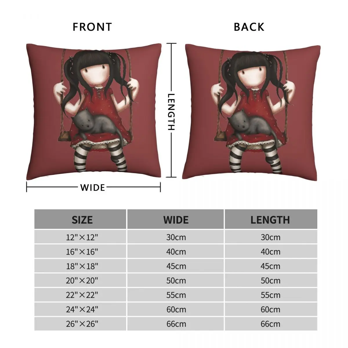 Gorjuss On Swing Pillowcase Polyester Linen Velvet Printed Zip Decor Pillow Case Bed Cushion Cover