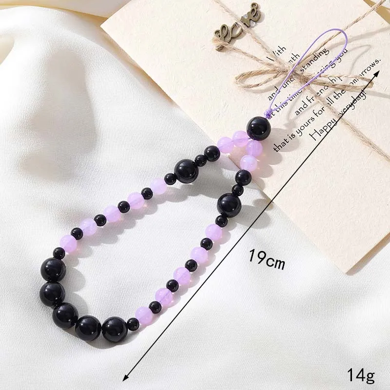 New Red Cherry Pendant Wrist Strap Phone Case Rope Fashion Red Agate Purple Jade Crystal Beaded Phone Chain Jewelry Lanyard