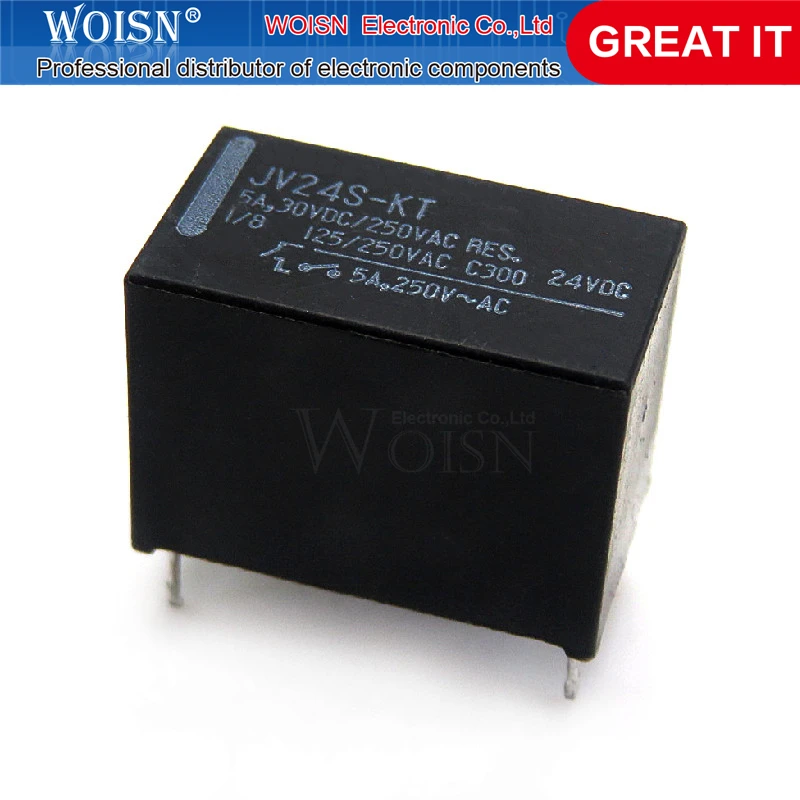 2pcs/lot JV12S-KT JV24S-KT JV12-KT JV24-KT 4Pin 5A30VDC/250VAC 12VDC Power Relay In Stock