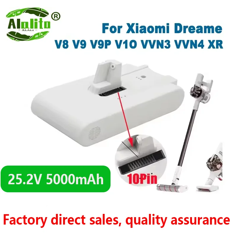 НОВЫЙ 25,2 В 5000 мАч для пылесоса Xiaomi Mijia V8 V9 V9P V9B V10 XR VVN3 VVN4 Ручной пылесос Dreame с литиевой батареей