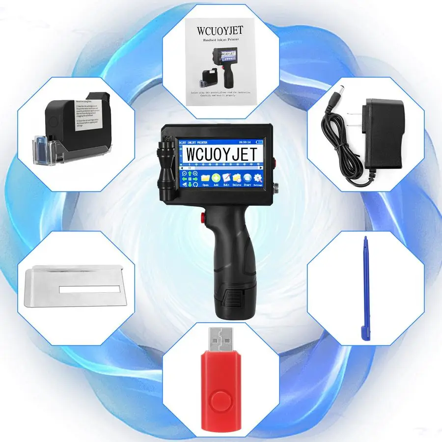 طابعة نافثة للحبر محمولة، ارتفاع الطباعة 0.080.5 بوصة طابعة محمولة مع خرطوشة حبر سريعة الجفاف 42 مل 4.3 بوصة تعمل باللمس #6