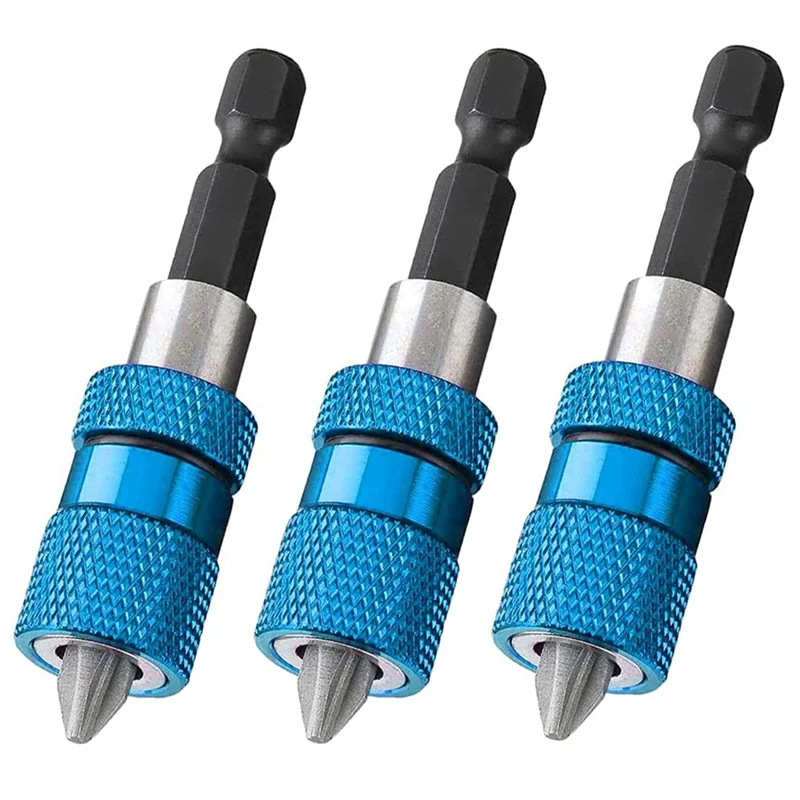 

3PCS 60mm Drywall Screw Bits Setter Magnetic Bit Holder 1/4 Inch Hex Shank Driver Bits Adjustable Depth Screw Holder