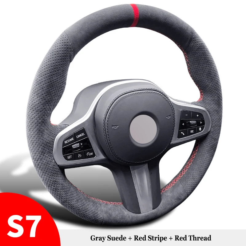Genuine Leather Suede Steering Wheel Cover for BMW X3 X3M X4 X4M X5 X5M X6 X6M M3 M4 M5 M8 F90 F91 F92 F93 F95  G01 G80 G82 G83