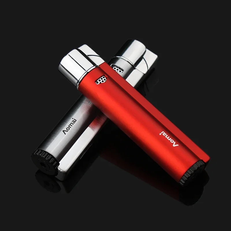 Compact and portable transparent compartment lighter, long straight forward windproof lighter