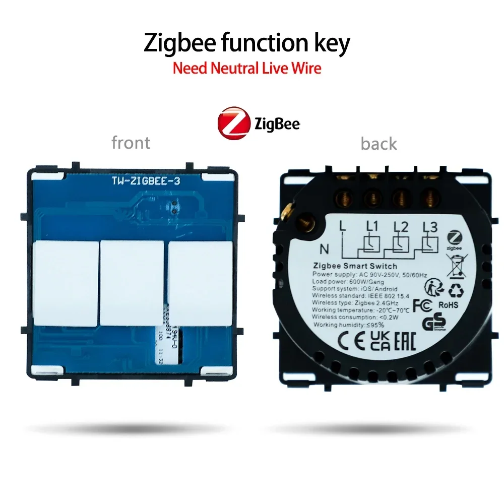 Bingoelec Tuya ZigBee Smart Licht Schalter Relais Modul zigbee Touch Schalter Funktion 1/2/3/4gang Glas Panels EU Wand Smart Buchse Teile 7