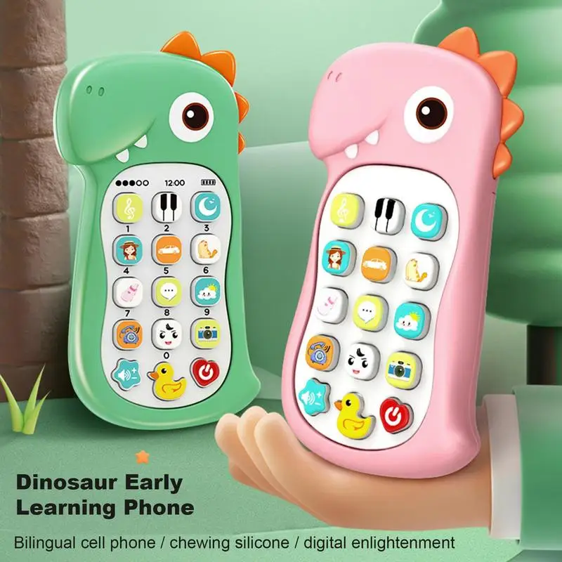 Kinder Spielzeug Telefon Cartoon Dinosaurier Musical Spielzeug Gefälschte Telefon Zweisprachige Kind Telefon Vorschule Spielzeug Sensorischen Spielzeug Mit Musik Und Frühen