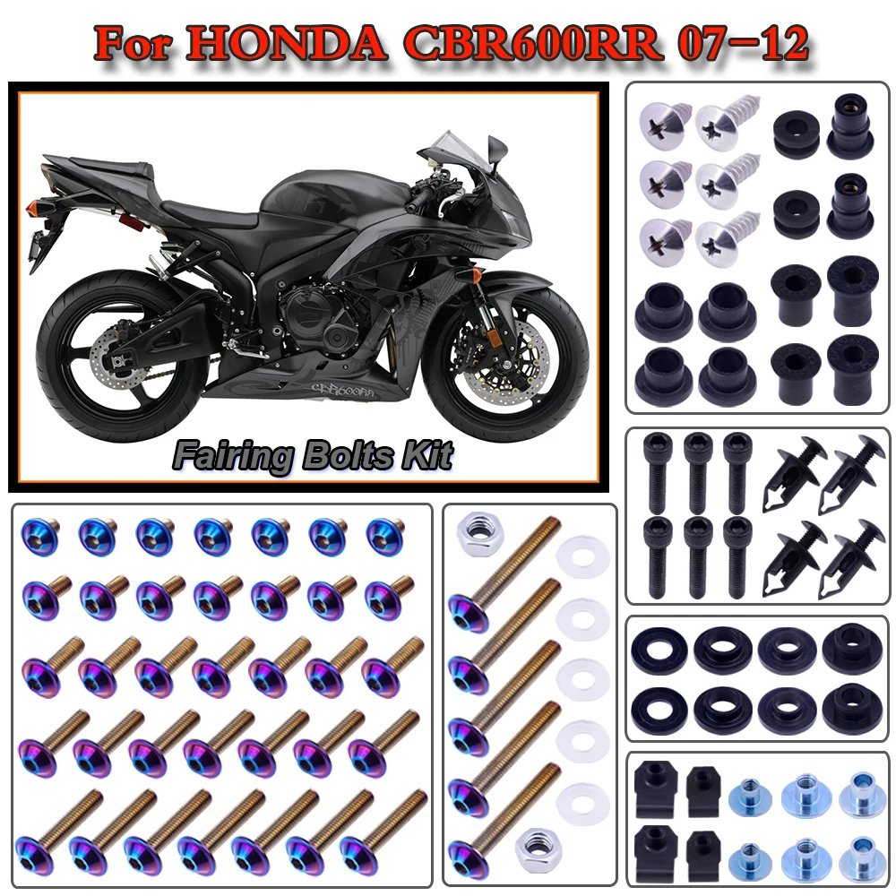 

For HONDA CBR600RR 2007-2012 2011 2010 2009 2008 Motorcycle Stainless Complete Bodywork Fairing Bolt Kit Screws Clip