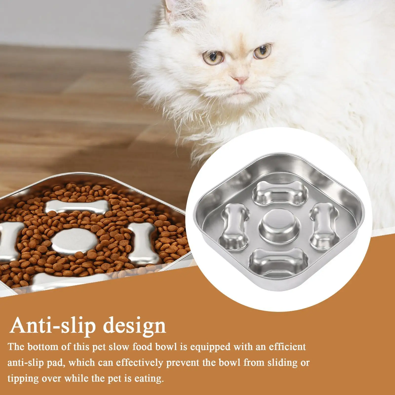 

Миска для медленной кормушки для собак, миска для домашних животных из нержавеющей стали, противоскользящая, против удушья, блюдо для собак для ментальной стимуляции, тренировки щенков, пожилых людей