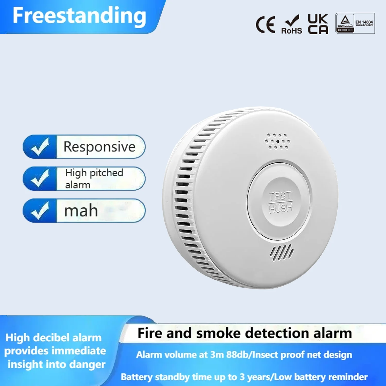 

Independent Type Smoke Detector Fire Prevention Sensor Commercial Home Use Sensing Drip Alarm Anti-smoke Sensor