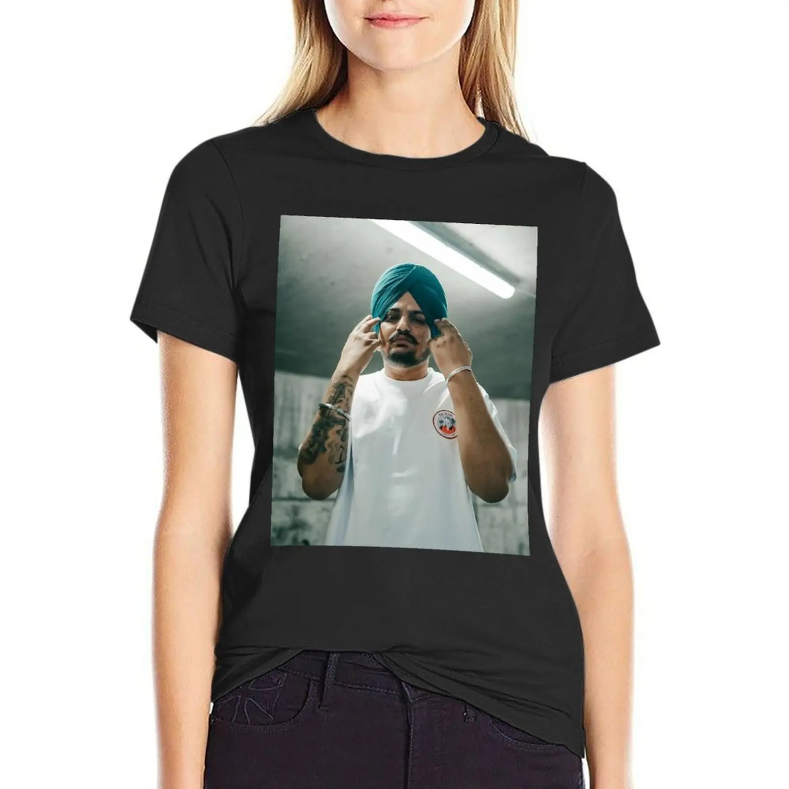 Sidhu moose wala poster T-Shirt female tees t-shirt dress for Women sexy