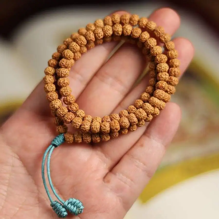 

Handmade natural rudraksha bead 108 bracelet,men's cuff button bracelet,Ramadan prayer bead,women's meditation,holiday gift