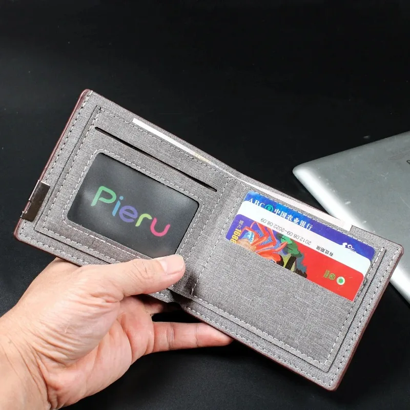 

Denim Leather Storage Wallet Men Multi-functional Money Clip Simplified Coin Purse Large-capacity Multi-layer Storage Bags