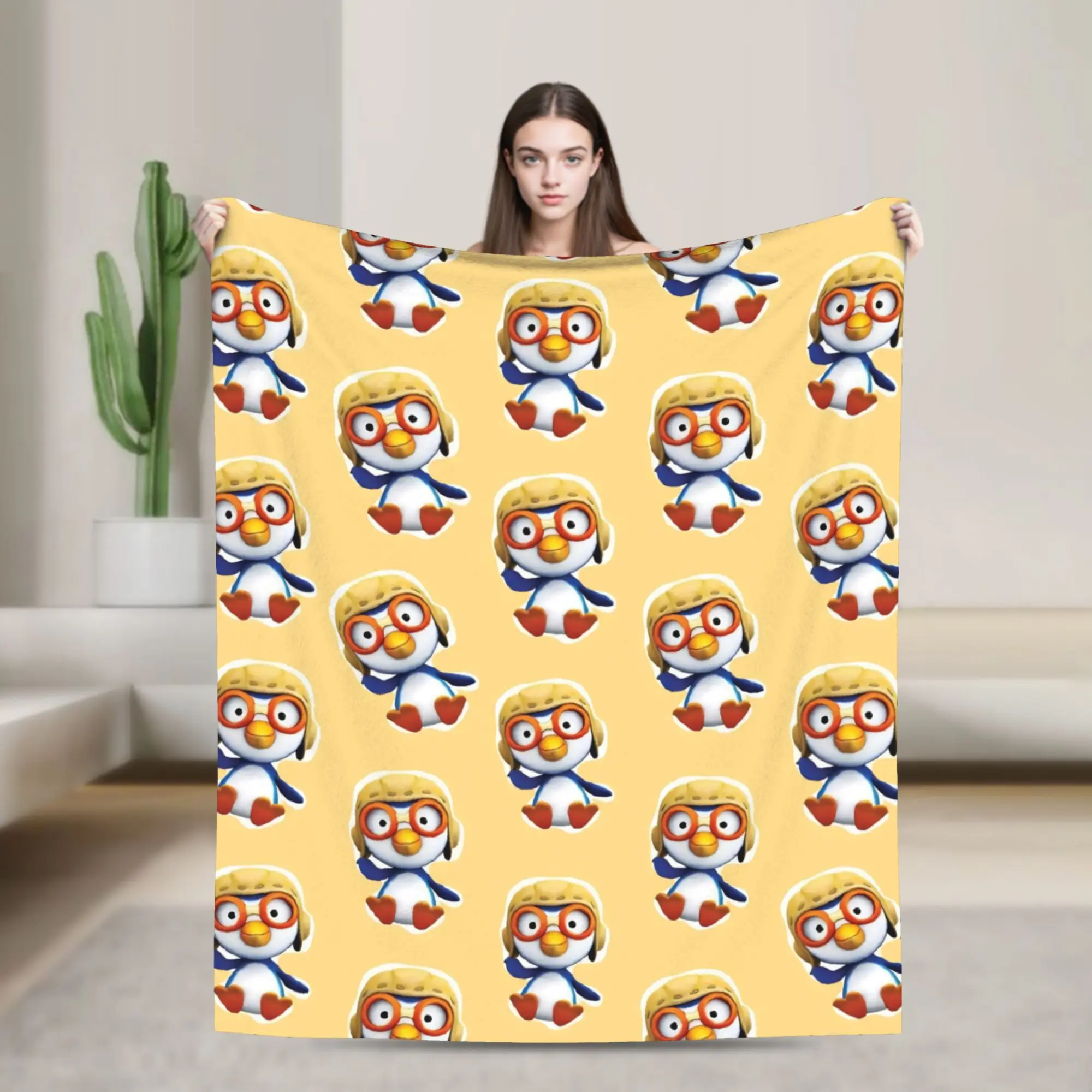 Pororos Pattern Blankets Velvet Super Warm Throw Blanket for Bedding Couch Bed Rug