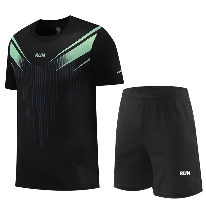 

Outdoor Basketball Sports Men's Tees Sets Summer Casual Short Sleeve Top Shorts 2 Piece Outfit Fashion Running Fitness Gym Suits