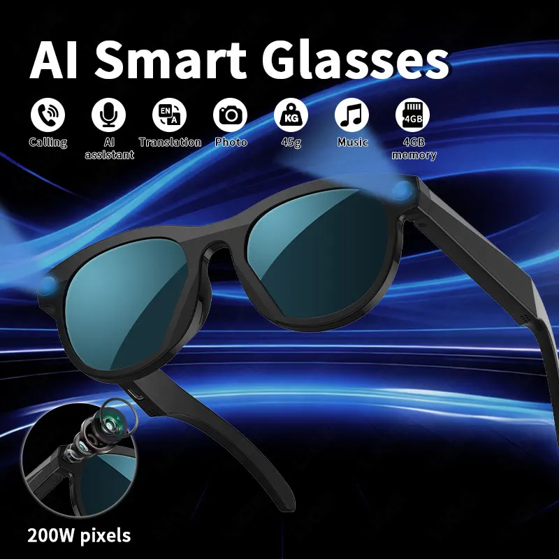 

Smart Glasses Bluetooth Camera Video Recording AI Glasses Intelligent Answer Language Translation Men Women Music Smart Eyewear