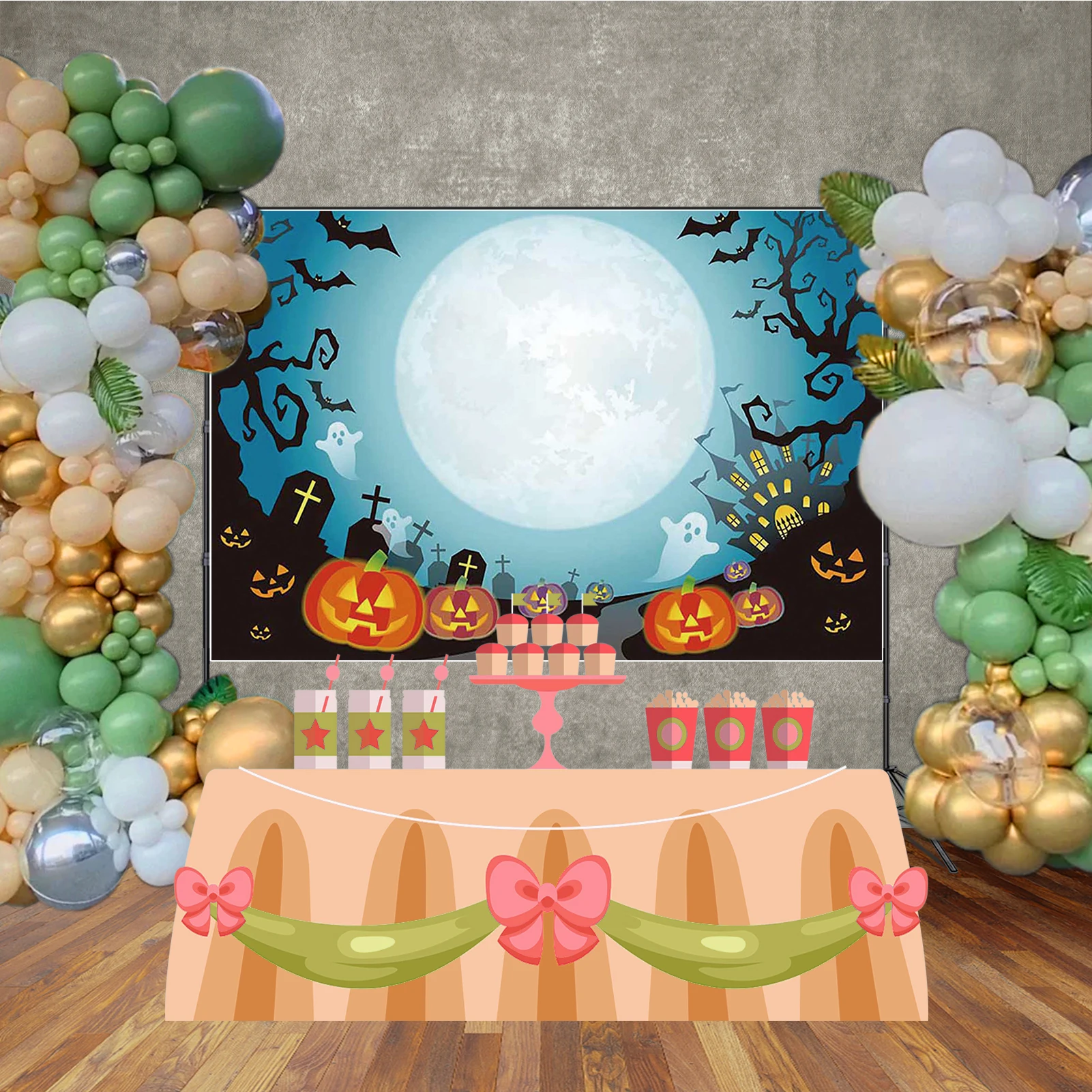 MOON.QG Creppy Хэллоуин фон для фотосъемки древний замок полная луна тыква фонарики фоны для фотографий фотозона