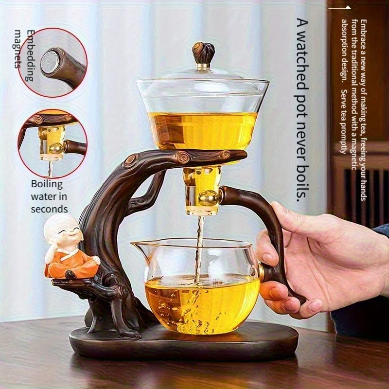 

Экологичный чайник из искусственного дерева из стекла - магнитный заварочный приспособление в одно касание | Nature Decor, водонепроницаемый, церемониальный чайный сервиз