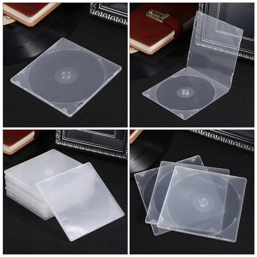 20Pcs PP CD Case Portable Thin Style Transparent Soft Rubber Box Cover Can Be Installed Single Disc Square PP Box CD