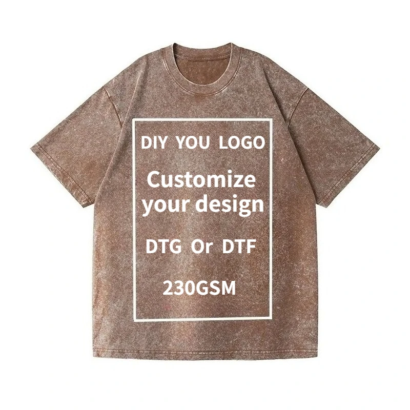 

Custom T-Shirt Oversized Retro Washed Mens T-shirt High-quality Women Tee230G Cotton Personalized Logo Design Men Clothing