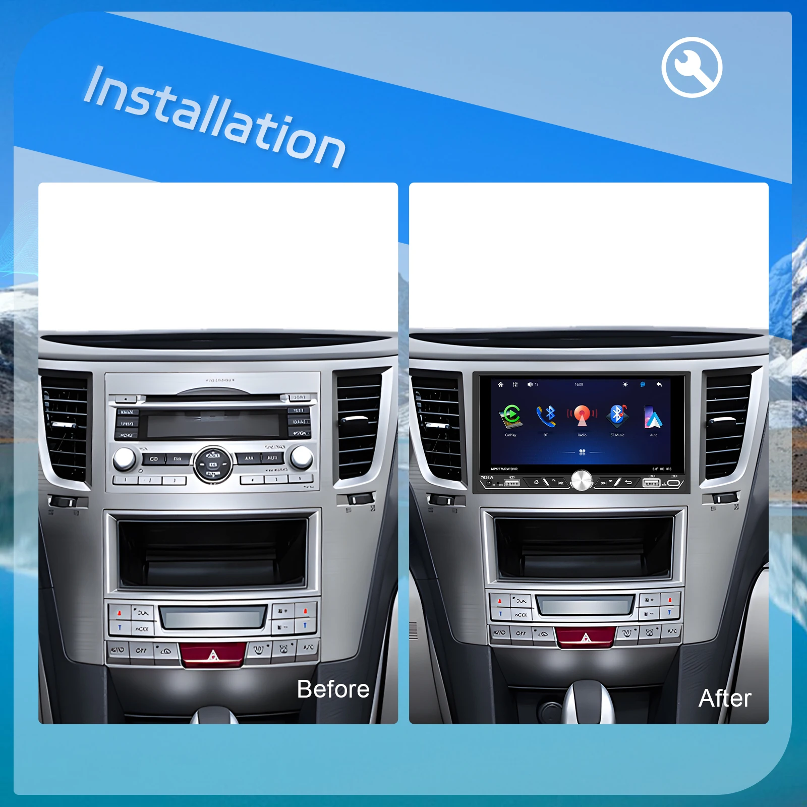 مشغل Hikity 2Din MP5 مقاس 6.8 بوصة مشغل وسائط متعددة لاسلكي Carplay Android Auto Type-C شحن سريع EQ Sound FM/AM/RDS ستيريو للسيارة #2