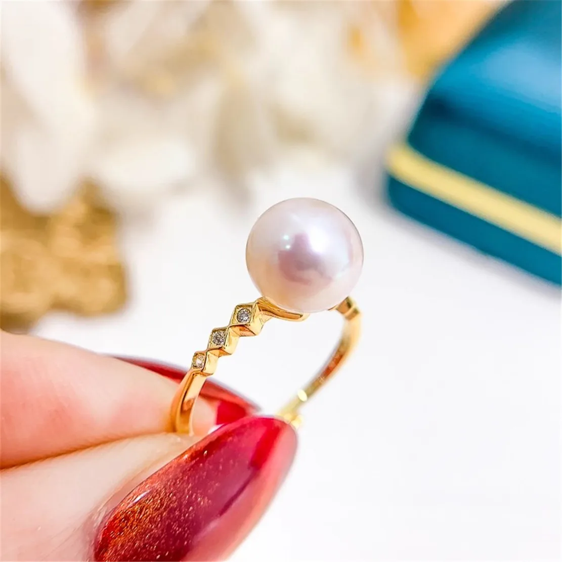 

S925 Silver Sterling Ring Inlaid Zirconia Half Hole Pearl Ring Base Resizable Design DIY Handmade Fine Jewelry Ring Accessories