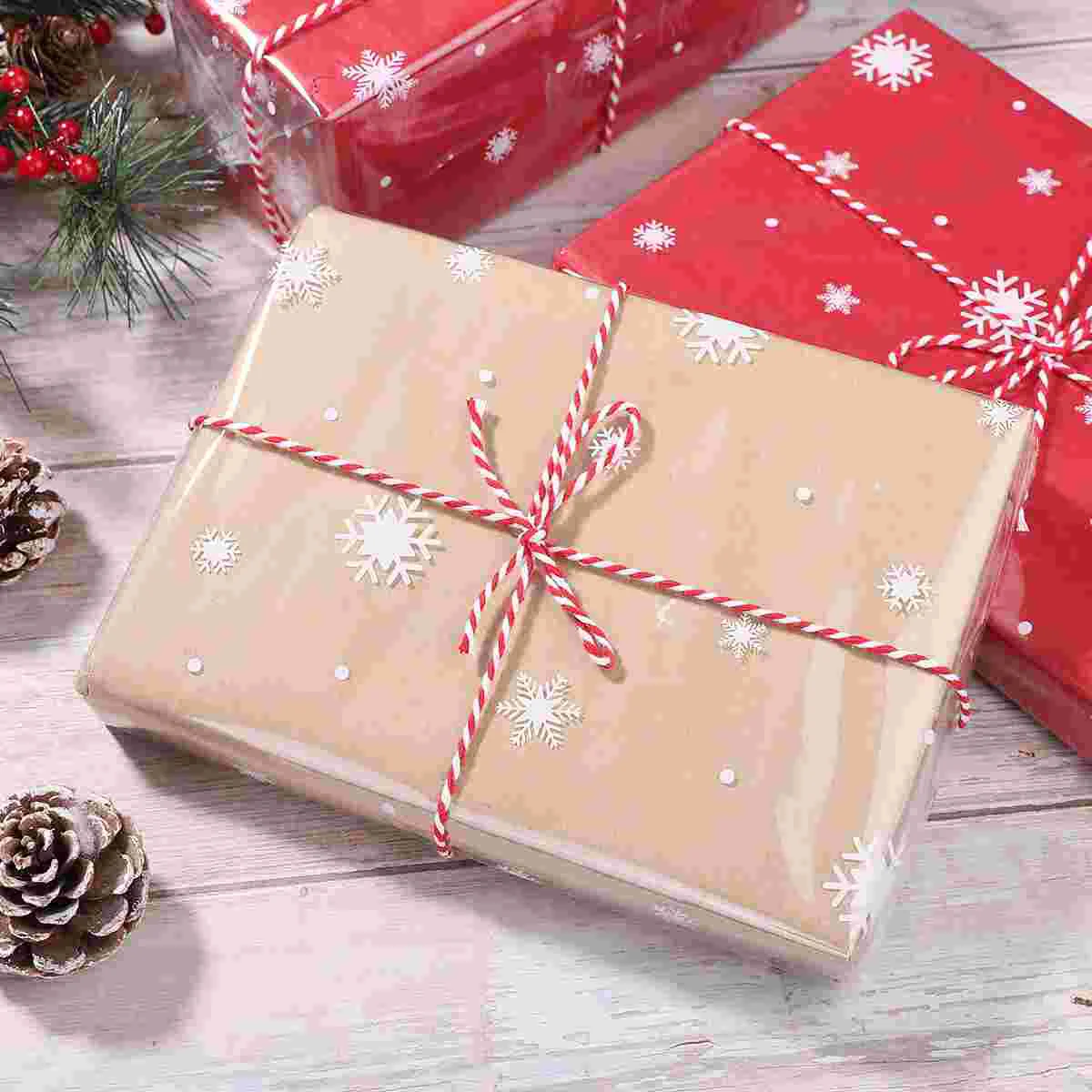 STOBOK Cellophane Wrap 25 Mil Thickness Cellophane Wrap Roll Snowflake Decorated Cellophane Bags to Wrap Gift Baskets &