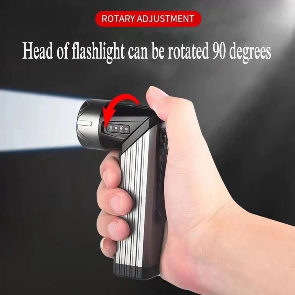 High Bright LED + COB Flashlight USB Rechargeable Torch with Magnet Waterproof Work Light Adjustable Light Head Camping Lantern