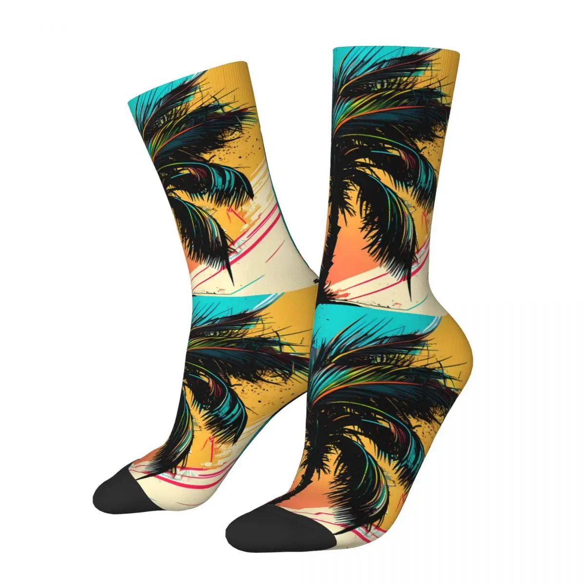 Y2K Summer Beach Coconut Trees Sock Printed Man Polyester