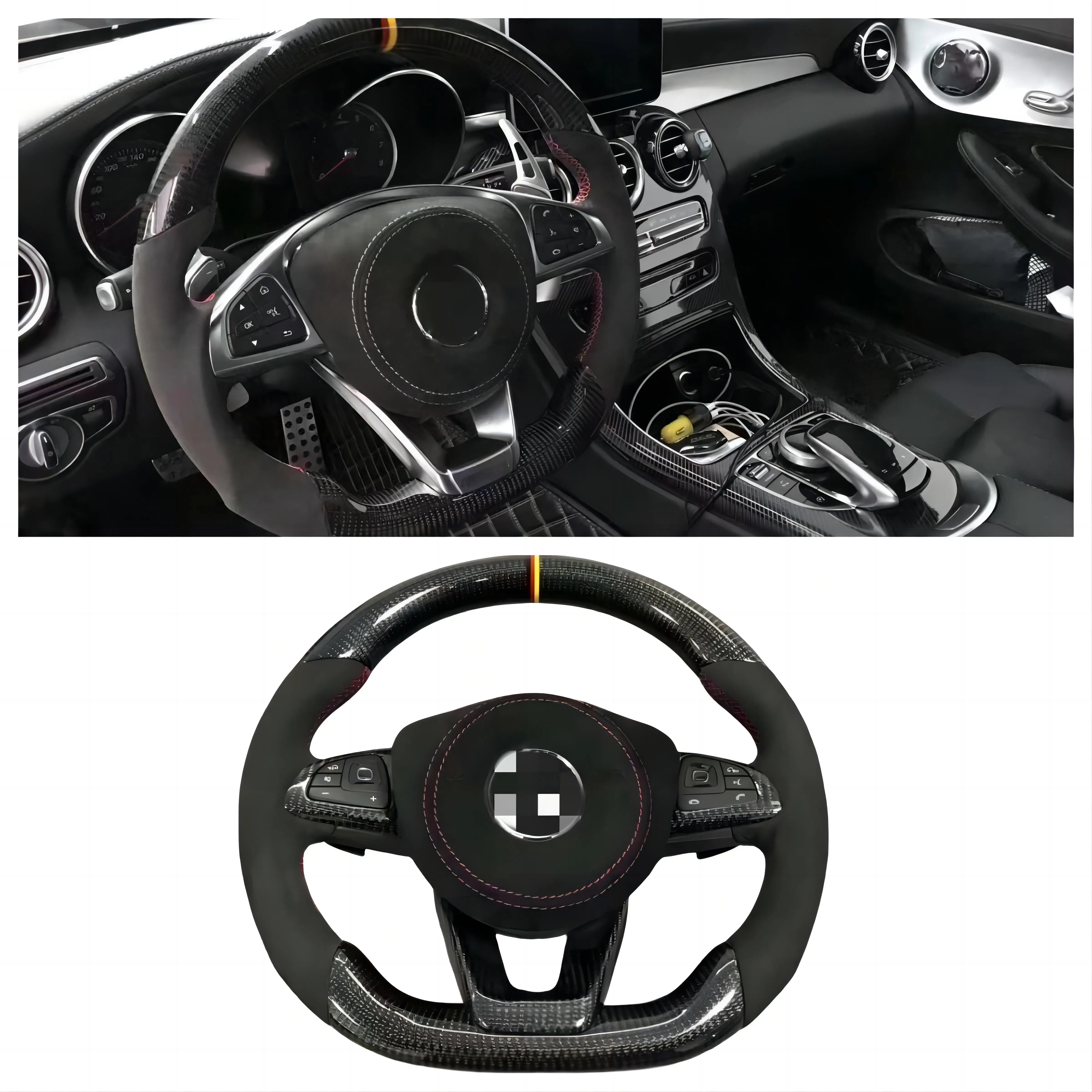 Hot selling custom car steering wheel suitable for Mercedes Benz C-series W205C63  carbon fiber steering wheel