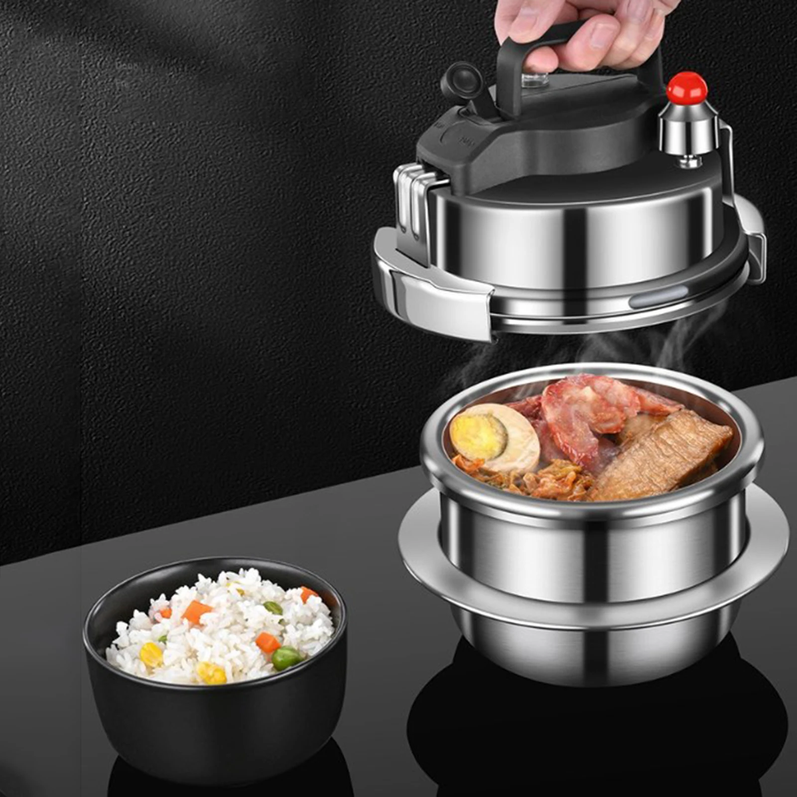 1.6L Mini Pressure Cooker 304 Stainless Steel Outdoor Camping Pressure Cooker Multifunctional 5-minute Quick Cooking Pot