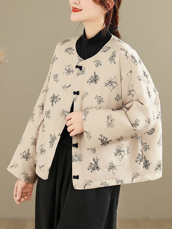 Jaet de algodón de talla grande japonés coreano para mujer, abrigo de algodón acolchado de algodón cálido Vintage con botones nuevos de invierno