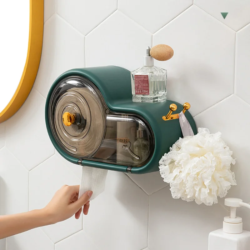 

Multifunctional Wall Mounted Tissue Box, Cleansing Towel, Paper Roll Storage Box, Non Perforated Storage Rack, Light Luxury