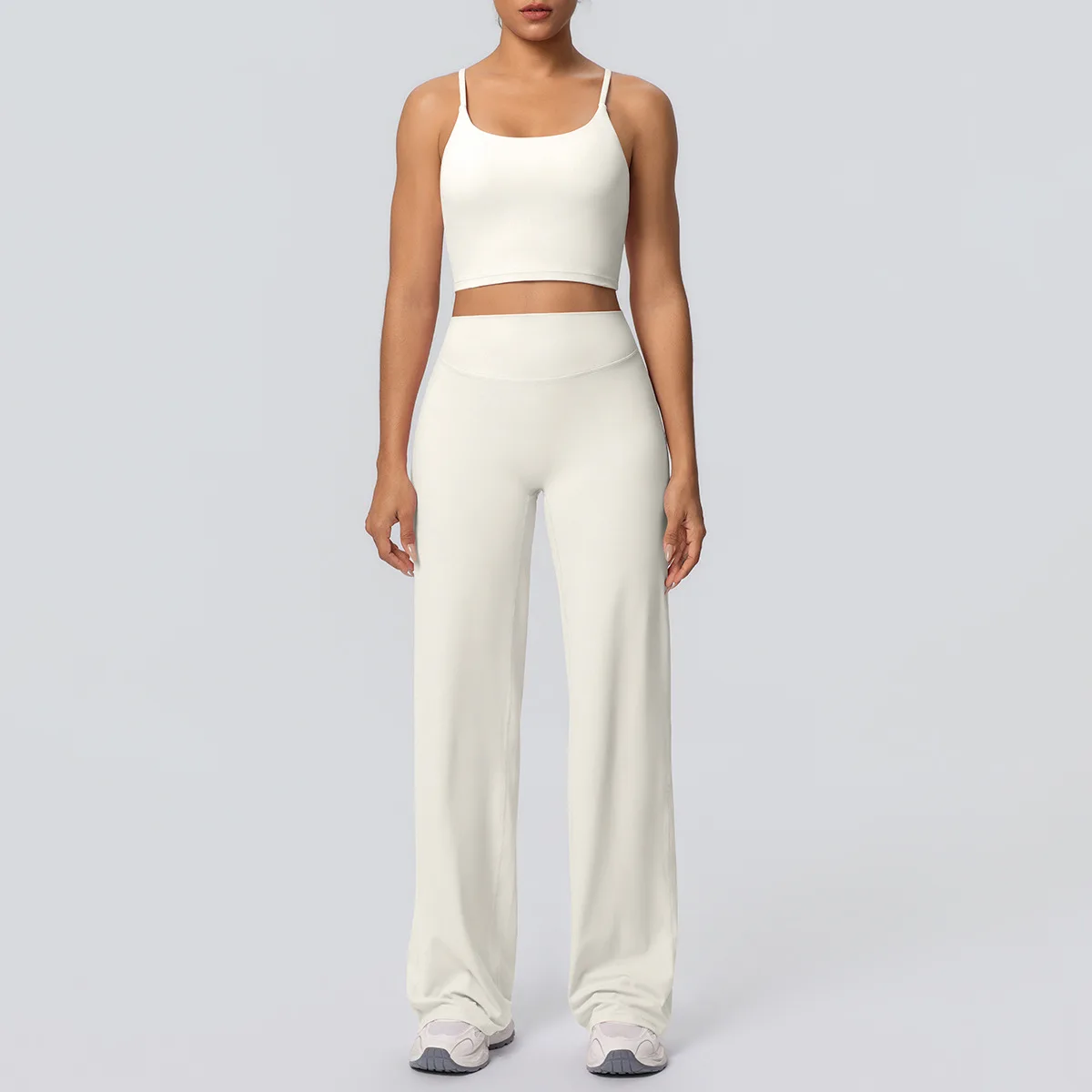 

Tight Brushed Breathable Yoga Set High Waist Wide-Leg Pants Fitness Suit Women's Sports Running Workout Gym 2-Piece Tracksuit