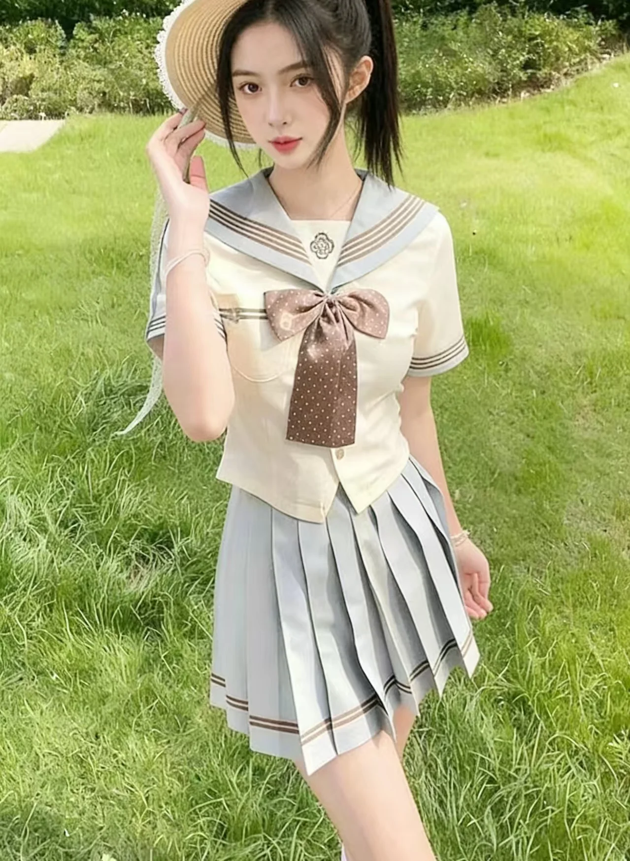 

Jirai kei Japanese Style Sailor Uniform Cosplay Set, College Style Student Outfit with Pleated Skirt