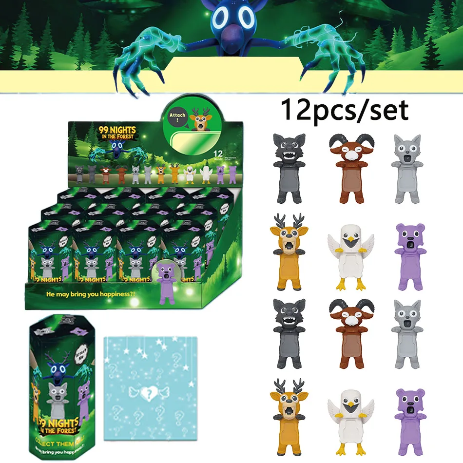 고품질 99 Nights in The Forest 블라인드 박스 피규어 올빼미 염소 늑대 사슴 장난감 선물 애니메이션 액션 미스터리 장식 크리스마스