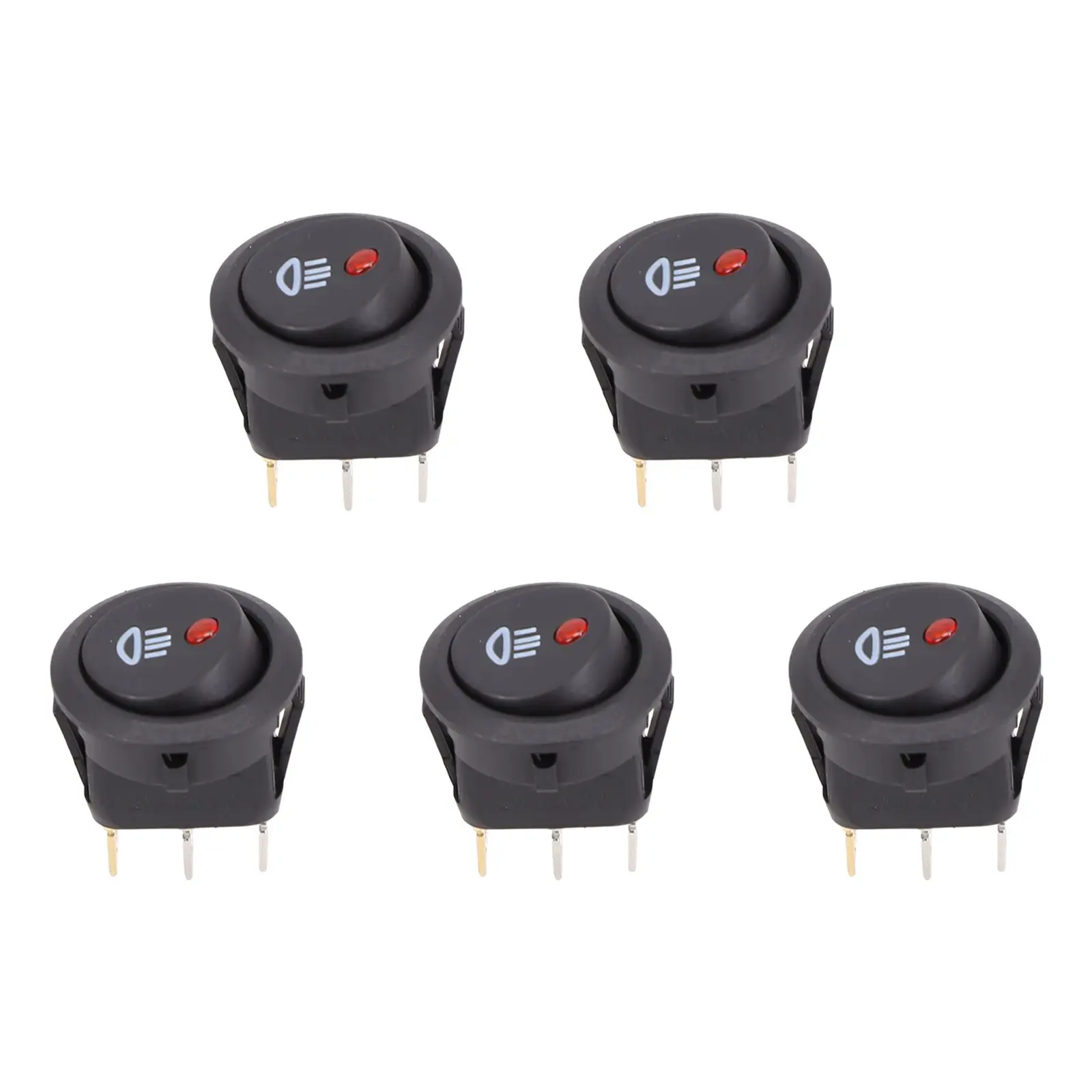 5Pcs Rocker Switch On Off Type 12V DC with Red LED Symbol for Fog Light Control in Automotive Car Van and Truck Applications