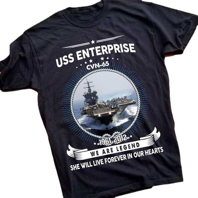 USS Enterprise CVN 65 Nuclear-powered Aircraft Carrier Printed T-Shirt. Summer Cotton Short Sleeve O-Neck Mens T Shirt New S-3XL