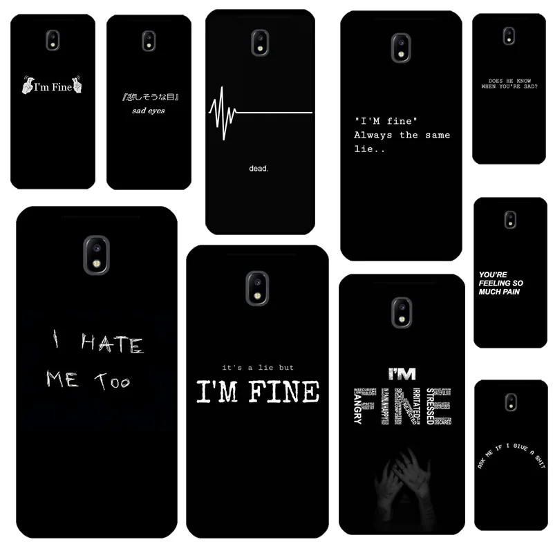 Sad depression Black Word Aesthetic Cover For Samsung Galaxy J5 J3 J7 J1 A3 A5 2016 2017 A6 A7 A8 A9 J4 J6 Plus J8 2018 Case