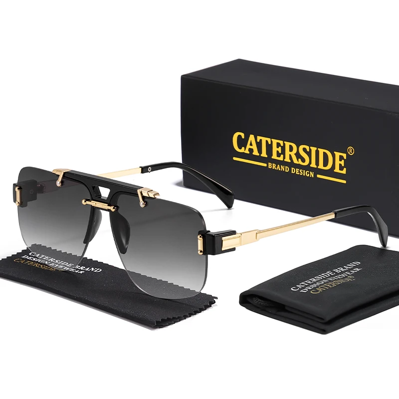 Caterside óculos de sol masculino plano ponte dupla design piloto óculos de sol moda na moda feminina festa decoração óculos uv400