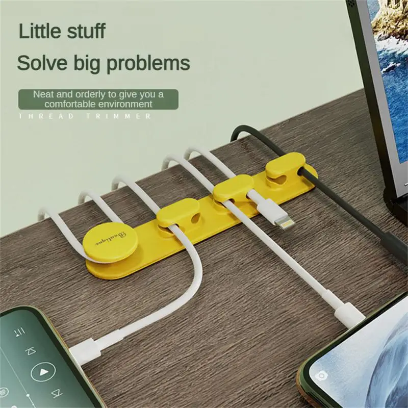 Data Line Storage Flexible Data Line Finishing Wire Clip Wire Organizer Cable Holder Winding Clamp Sticking Buckle