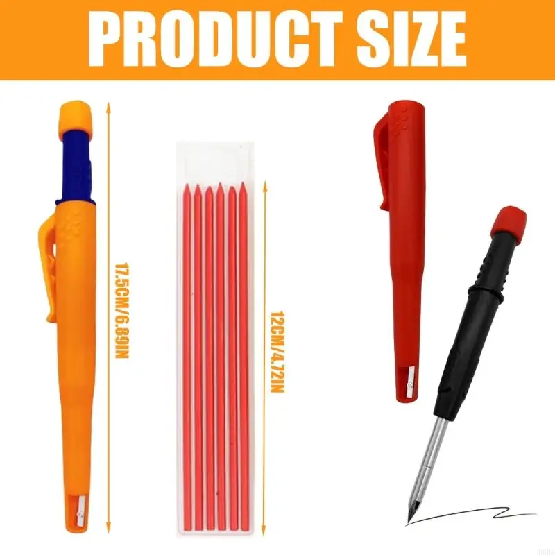 Lápiz mecánico para trabajar madera con agujero profundo D5BB, herramienta trazado para carpintería con sacapuntas