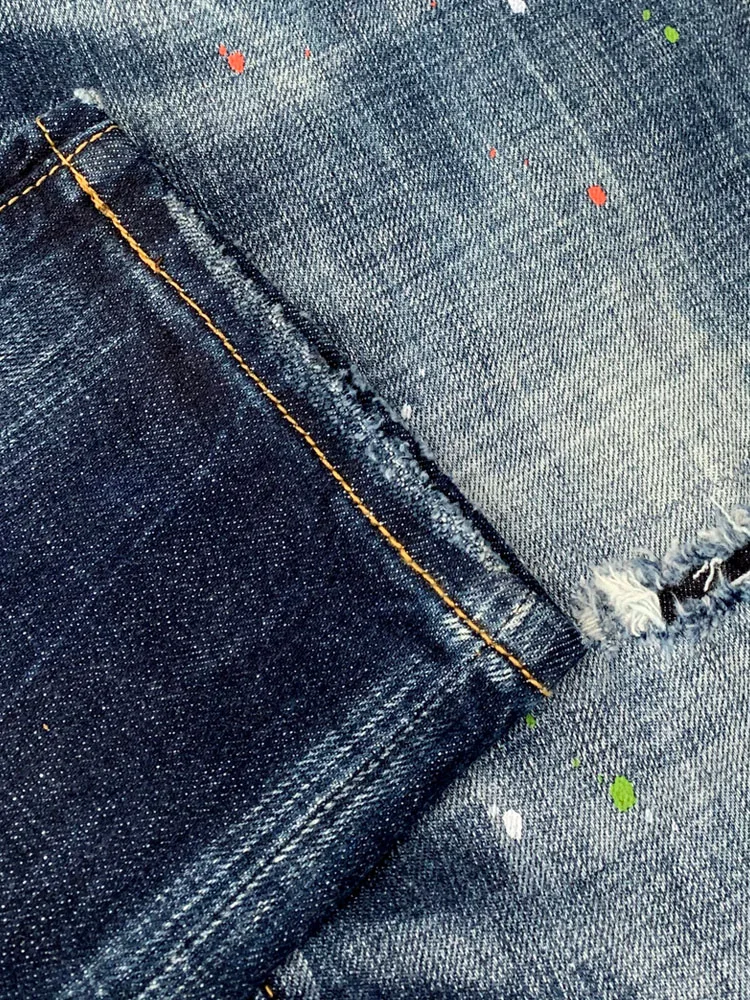 

2026 New High Quali Waed Heavy Crtsmanip Men's Jeans D2 Body Fit Slim Long Pants Faion Urban Youth Wear